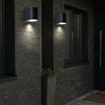 Etc-shop - Lot de 2 appliques murales d'extérieur Alu Down spots éclairage de façade dans un ensemble comprenant des ampoules led