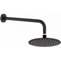 Tecom - Set de ducha negro mate Ø20 cm rociador 30 cm brazo KITSOF1NO