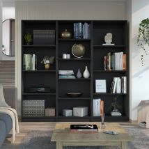 Tuhome Concept - Set de estanteria de oficina home de 3 piezas en melamina con 13 estantes , negro