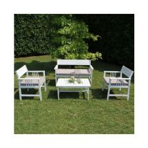 Conjunto de jardín con estructura de madera de acacia pintada de blanco - Teano