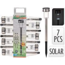 Luces solares inoxidables 33cm 7 piezas caja 7 , Caja 7 luces solares 36 cm inoxidablesFunciona con 1 Lede blancoAutónoma, sin cables y sin pilas,