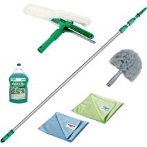 Unger - Set de limpieza para jardín de invierno (incl. detergente, limpiacristales, varilla alargadora, paños de microfibra, limpieza sin rayas) AK130
