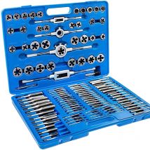 Hengmei - Set de machos y terrajas 110 Piezas Juego de Machos y Terrajas con Giramachos Juego de Roscar Métrico Herramientas con Almacenamiento