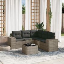 Torana - Set de muebles de jardín 6 pzas y cojines ratán sintético gris