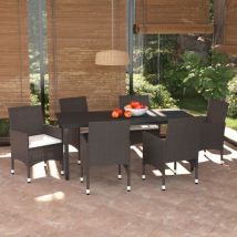 Minkurow - Set muebles de jardín con cojines 7 pzas ratán sintético marrón vidaXL