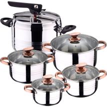 San Ignacio - Set de Olla a presión 5 l sip duna + Batería cocina 8 pcs sip - Cromado