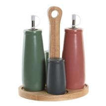 Set for dressing Dkd Home Decor 19 x 16 x 22,5 cm natural pink wood of rubber whitegreen gres