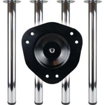 BMB - Set de pieds de table chrome poli 80mm H.710mm