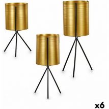 Giftdecor - Set of of black gold metal flowerpots (6 pieces)