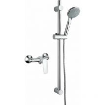 Set de robinetterie pour cabine de douche avec mitigeur extérieur et rail coulissant Piralla Lago KITLAGO4CR