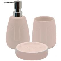 Set de salle de bain 3 pièces en céramique rose