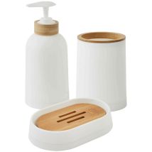 Set salle de bain uni 3 pièces en bambou blanc – Boite à coton – Matières, Largeur – Guy Levasseur