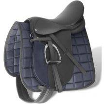 Vidaxl - Set de selle équitation 16' en cuir véritable 14 cm 5 en 1 noir