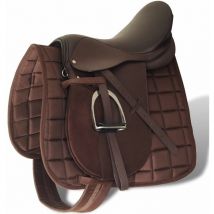 Set de selle équitation 17,5' en cuir véritable 12 cm,5 en 1 brun,est assez facil