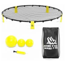 Wowsy - Set de Smashball / Roundnet amarillo 90cm con 3 pelotas, inflador y mochila de transporte