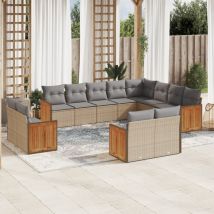 Set de sofás de jardín 12 pzas y cojines ratán sintético marrón