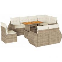 Vidaxl - Set de sofás de jardín con cojines 9 pzas ratán sintético beige
