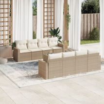 Torana - Set de sofás de jardín 9 pzas con cojines ratán sintético beige