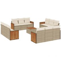 Vidaxl - Set sofás de jardín con cojines 13 pzas ratán sintético beige