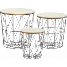 Spetebo - Set de table Basket Set of 3 - 3 tables avec 3 couvercles - Plateau de table : clair (30598)