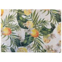 Set de table beige en polylin enduit - citrons