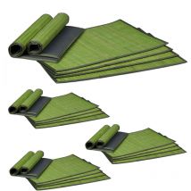 Set de table, bambou, lot de 24, tables manger, 30 x 45 cm, rectangle, tapis de table antidérapant lavable, vert