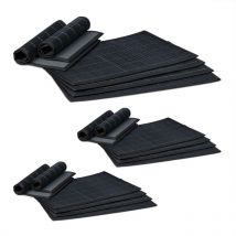 Set de table, bambou, lot de 18 , tables manger, 30 x 45 cm, rectangle, tapis de table antidérapant lavable, noir