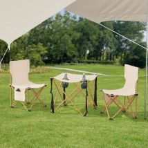 Casa.pro - Set de table et 2 chaises de camping pliantes Banzi tissu Oxford 600D beige