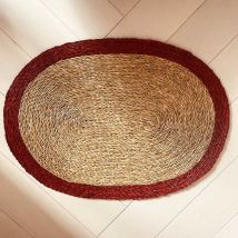 Set de table Ovale naturel et rouge - 45 x 32 cm