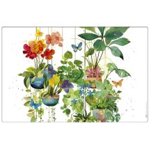 Set de table plantes et papillons – 43 cm – Polypropylène – Vert et multicolore – KIUB