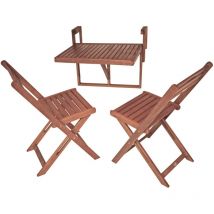 Jardinion - Set de table suspendue de balcon Berkley table pliante rampe de balcon set de meubles de balcon 3 pièces brun, meubles de jardin, meubles