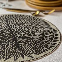 Set De Table Vinyle Rond Noir Beija Flor Arbre De Vie