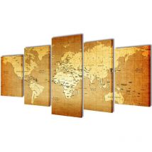 The Living Store - Set de toiles murales imprimées Carte du monde 200 x 100 cm Multicolore