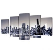 Set de toiles murales imprimées Horizon de New York monochrome