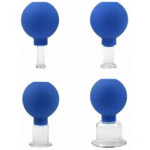 Set de Ventouses en Verre avec 4 Tailles Différentes, Ventouse pour Massage, Ventouse Anti-Cellulite, Tasses à Ventouses pour Massage Tête, Visage,