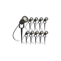 Eliauk - Set di 10 Faretti led cob 5W 220V Faretti da Giardino Orientabili con Paletto Illuminazione per Esterni Giardino Terrazza