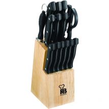 EHL - renberg Tenessy Coltelli da Cucina Set Completo di 15 Pezzi con Ceppo di Legno Perfetti per Tagliare Ogni Ingrediente Cucina Professionale