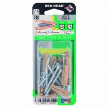 Set di 15 tasselli e viti batifix, Diam.8 x L.32 mm Red Head
