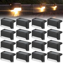 Set di 16 luci solari per esterni, luci solari per esterni da giardino Decorazione impermeabile bianca calda per recinzione di gradini di scale