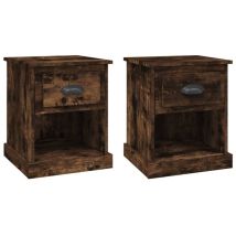Décoshop26 - Set Di 2 Comodini Con Cassetto E Vano A Giorno 39 X 39 X 47,5 Cm Mdf Marrone Dec035069