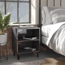 Bonnevie - Set di 2 Comodini con Gambe in Metallo Tavolini da notte ,Tavolini da divano ,Grigio Lucido 40x30x50 cm ITD23516