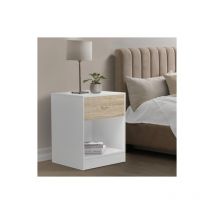 Set di 2 comodini olga in legno bianco ed effetto faggio