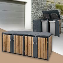 Ml-design - Copribidoni per 4 Bidoni di Spazzatura Contenitori Pattumiera Cassonetti Rifiuti 240 l 264 x 80 x 116,3 cm Box in Acciaio