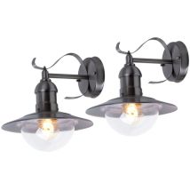 Set di 2 lanterne da parete per esterni, lampade per facciate in acciaio inox in un set con lampadine a led