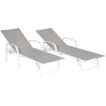 Set di 2 lettini sardinia in textilene grigio - struttura bianca