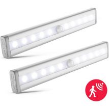 Aiperq - set di 2 luci notturne a led con rilevatore di movimento, illuminazione per display, striscia led, autoadesiva, alimentazione con batterie