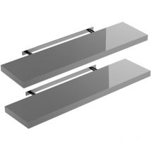 Casaria - Set di 2 mensole sospese Set of 2 High Gloss Grey (en), 90cm (de)