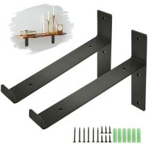Set di 2 Mensole Supporto Consolle da parete l.220 mm Spessore 35mm Nero ZebraA