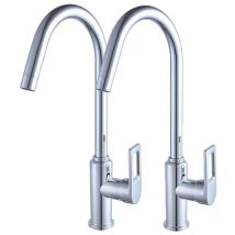 Set di 2 miscelatori da cucina, rubinetto da cucina, rotazione flessibile a 360°, rubinetto per lavabo monocomando, rubinetto per lavabo monoforo in