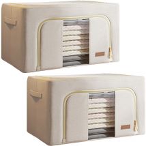 Set di 2 scatole portabiancheria, 48 l (24x2), pieghevoli, materiale tessile